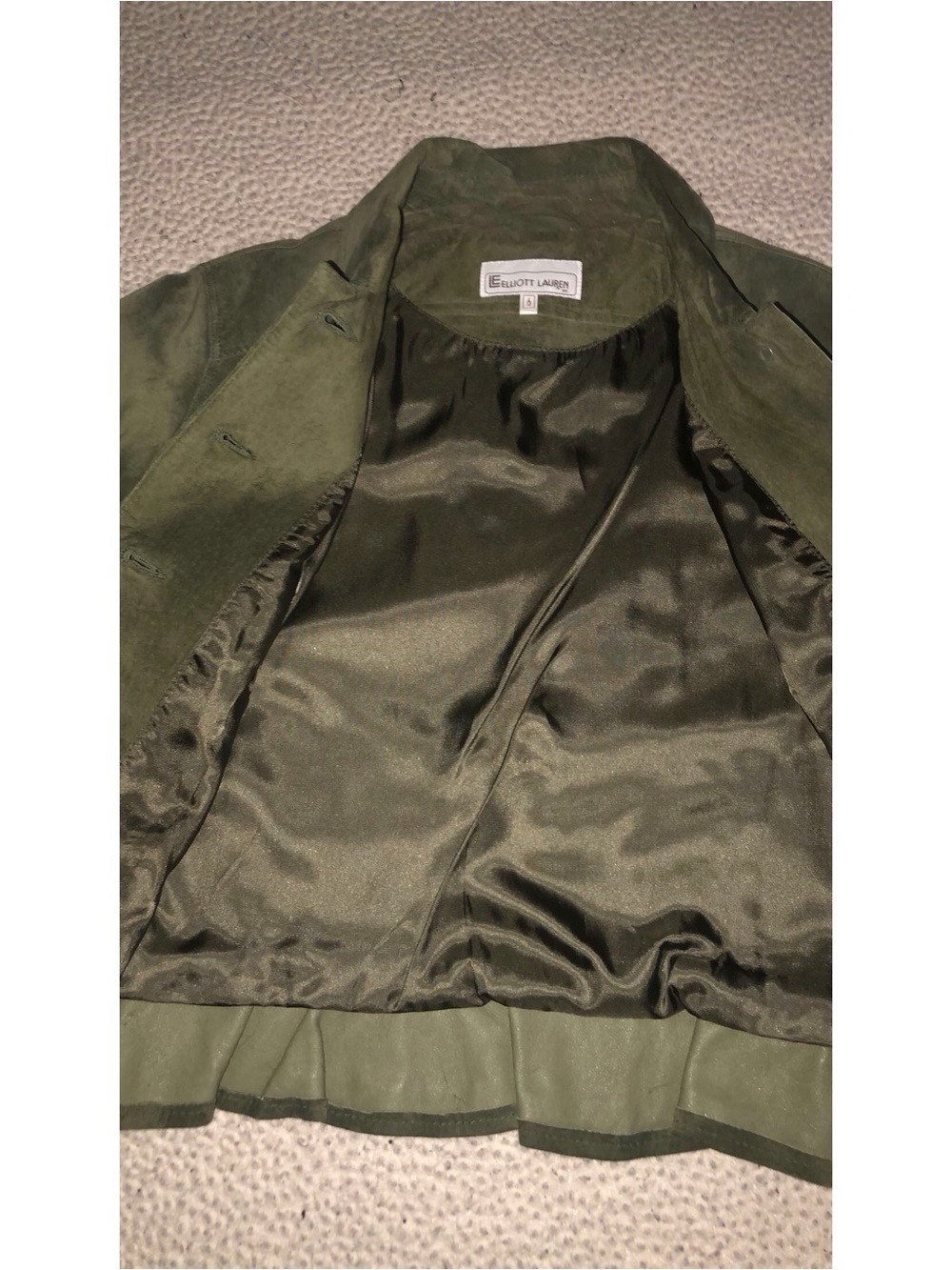 moss green suede peplum jacket - Picture 3 of 4